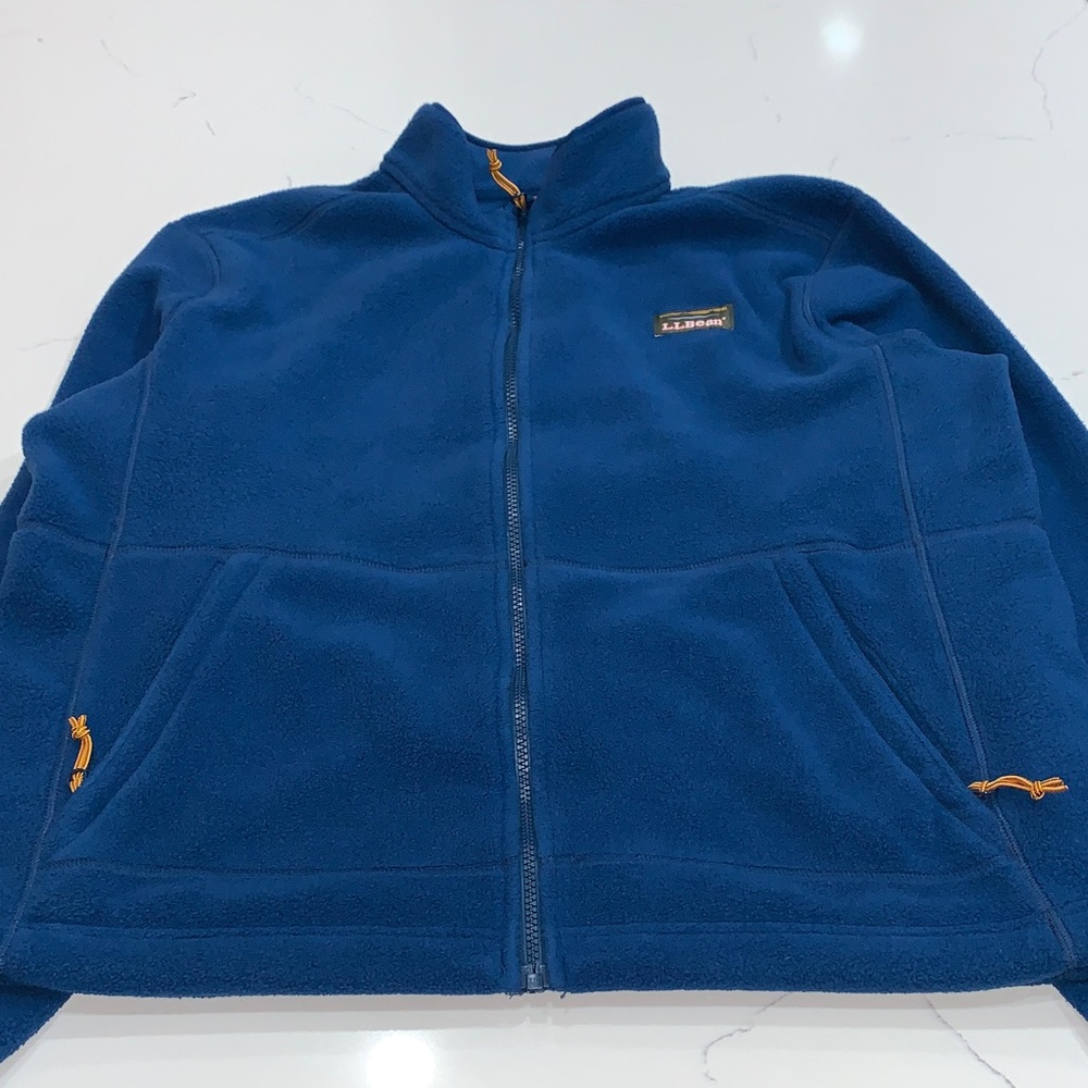 L.L Bean Men’s Mountain classic Blue Fleece Jacket with Orange Accents size XL
